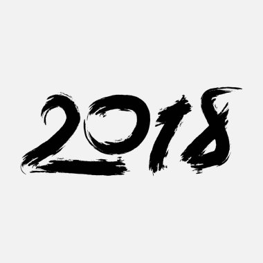 Çin Kaligrafi ile tebrik kartı için 2018 mutlu yeni yıl vektör çizim yazı elle çizilmiş