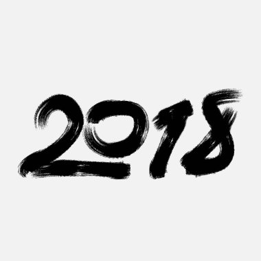 Çin Kaligrafi ile tebrik kartı için 2018 mutlu yeni yıl vektör çizim yazı elle çizilmiş