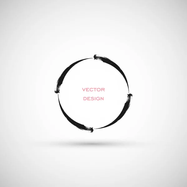 Handgezeichnete Kreisform. Etikett, Logo-Gestaltungselement, Rahmen. Pinsel abstrakte Welle. Vektorillustration. — Stockvektor