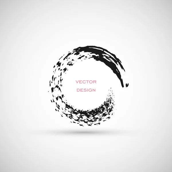 Hand getrokken cirkel vorm. Etiket, logo ontwerpelement, frame. Borstel abstracte Golf. Vectorillustratie. — Stockvector