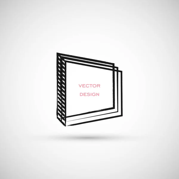 Hand drawn geometric shape. Label, logo design element, frame. Brush abstract wave. Vector illustration. Vector Graphics