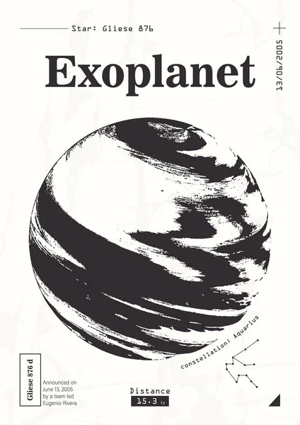 Exoplanet informativ affisch. Vetenskaplig illustration av planeter forskning. Populär vetenskap tema om rymden. — Stock vektor