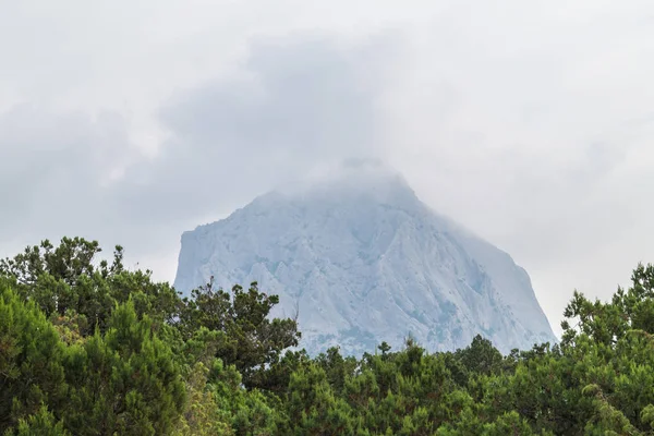Montanha solitária na névoa — Fotografia de Stock