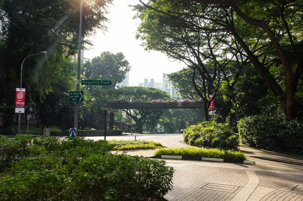 Singapur. Ekim 2013. Singapur s ve yeşilliklerle boğulma street 