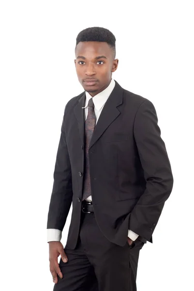 Zakenman op witte achtergrond, pak en stropdas kerel — Stockfoto