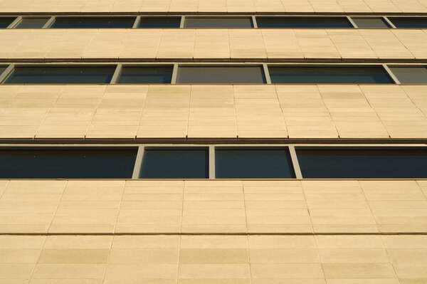 Concrete blocks office building perspective wall and windows