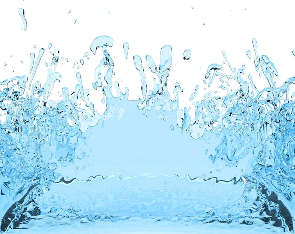 蓝色的水溅汁饮料 3d 图 — 图库照片