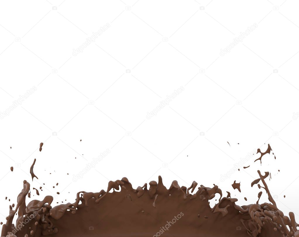 chocolate milk splash milkshake on white background 3D illustration