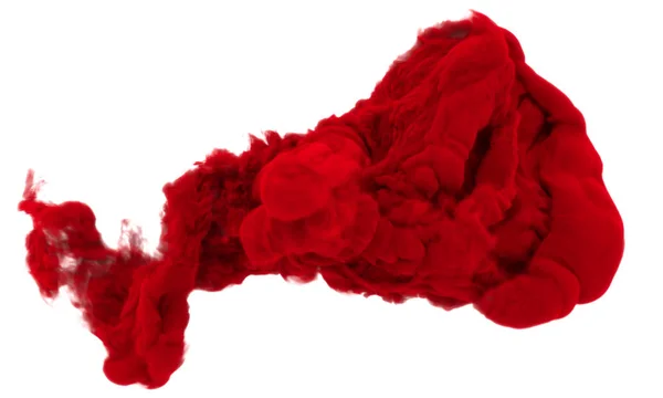 Inchiostro di colore rosso in acqua su sfondo bianco illustrazione 3D — Foto Stock
