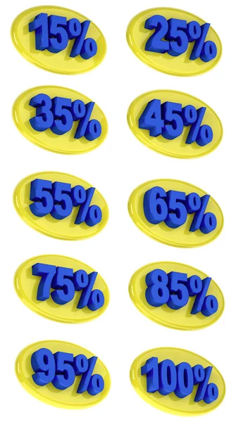 Porcentaje signos oferta de promoción de descuento de ventas ilustración 3D — Foto de Stock