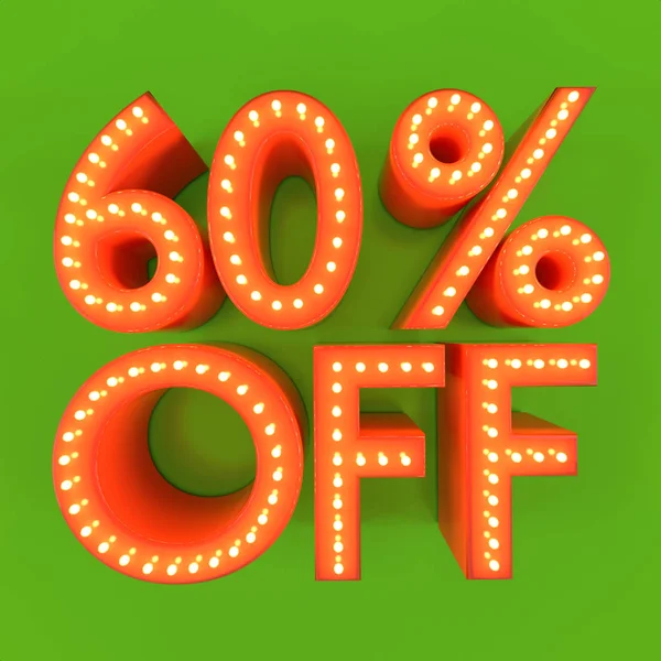 %60 indirim indirimli satış fiyatı turuncu yeşil 3d çizim teklif — Stok fotoğraf
