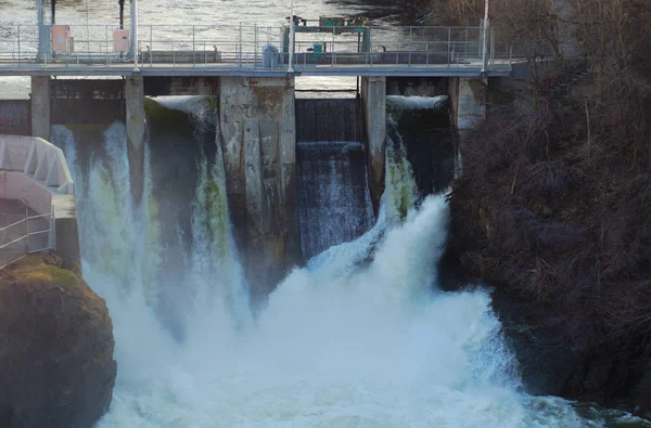 Hydroelectric dam on river waterfalls, power plant Royalty Free Stock Images