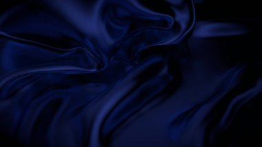 eğriler ipek arka plan kadife kumaş veya sıvı koyu mavi 3d illüstrasyon