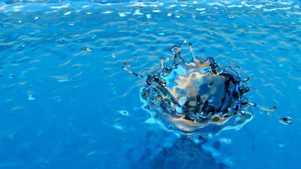 Agua pura salpicadura líquido azul claro brillante fondo húmedo ambiente Ilustración 3D —  Fotos de Stock