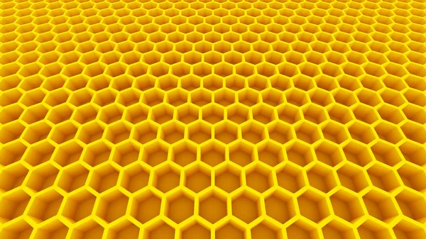 Sarı bal hücreleri bal peteği arka plan arı kovanı altıgen desen arka plan 3d illüstrasyon