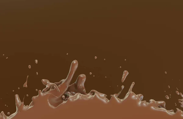 巧克力牛奶飞溅乳制品3D插图 — 图库照片