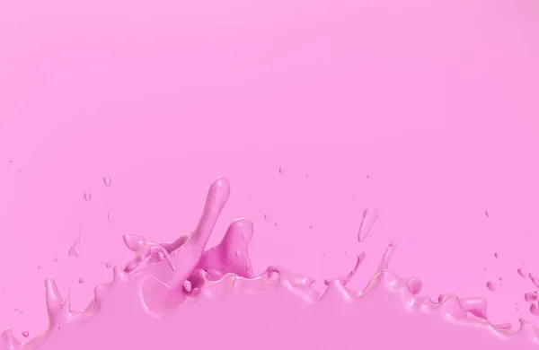 Süt sıçraması çilekli milkshake kahverengi sıvı 3D çizimler — Stok fotoğraf