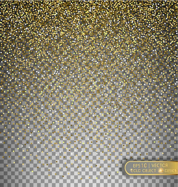 Ilustração festiva vetorial de partículas brilhantes em queda e estrelas isoladas em fundo transparente. Golden Confetti Glitters. Textura espumante. Férias elemento decorativo ouropel para Design . —  Vetores de Stock