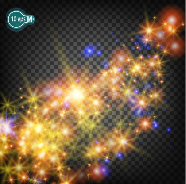 Uma estrela mágica de Natal no caminho leitoso é um efeito de luz realista. Estrelas isoladas. Padrão transparente de estrelas brilhantes para o design de cartões de felicitações Xmas Holiday, Feliz Ano Novo . —  Vetores de Stock