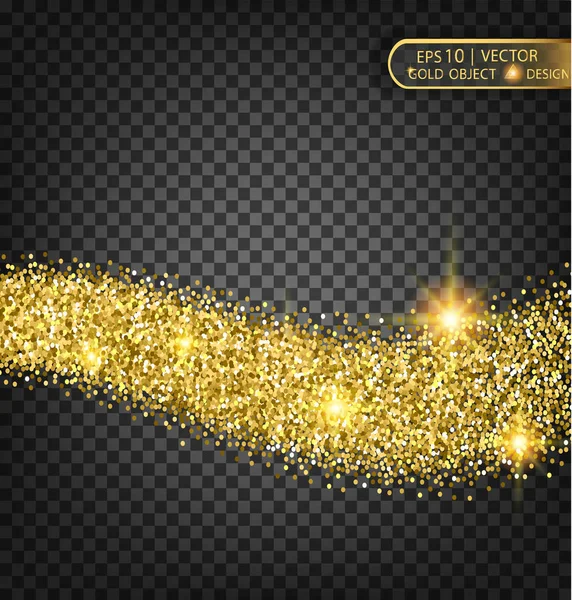 Gold sparkles on a transparent background. Gold background with sparkles — Stock Vector