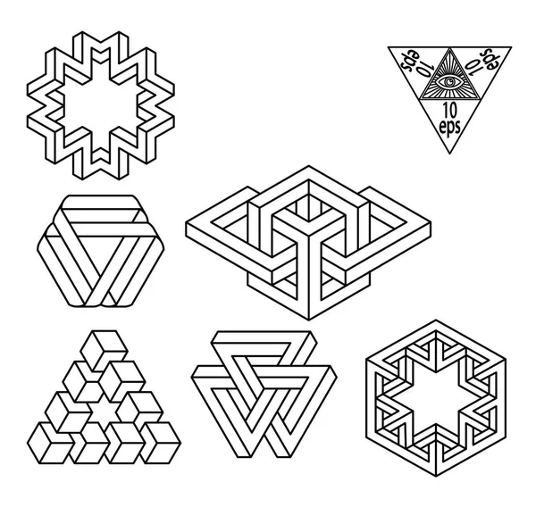 Неможливі символи геометрії Векторний набір . — стоковий вектор