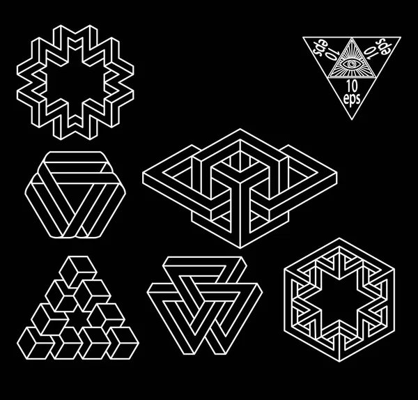 Niet onmogelijk geometrie symbolen vector set. — Stockvector