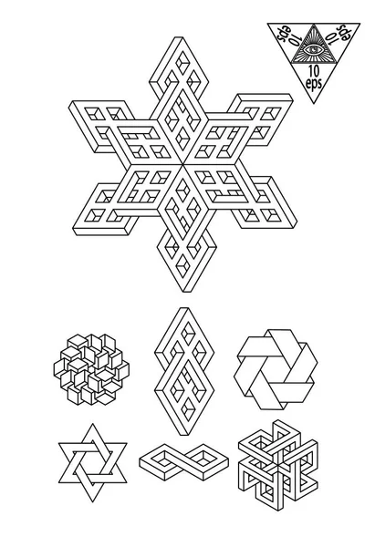 Conjunto de vectores de símbolos de geometría imposible . — Archivo Imágenes Vectoriales