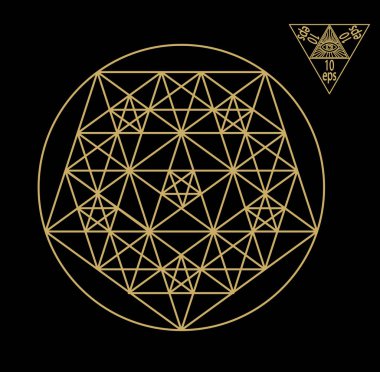 Kutsal geometri semboller ve signes vektör çizim. Hipster dövme. Çiçek hayat sembolü.