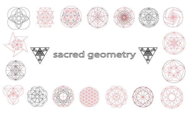 Kutsal geometri semboller ve signes vektör çizim. Hipster dövme. Çiçek hayat sembolü.