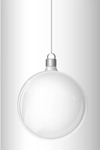 Векторная елка и реалистичный прозрачный серебристый Рождественский шар на светлом абстрактном фоне — стоковый вектор