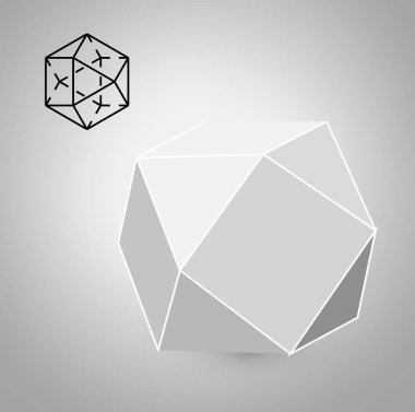 cuboctahedron geometrik bir rakamdır. Hippi moda minimalist tasarım. Film sağlam organları. cuboctahedron düz tasarım vektör çizim, güzel sanatlar hattı. Vektör çizim