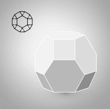 dodecahedron geometrik bir rakamdır. Hippi moda minimalist tasarım. Film sağlam organları. dodecahedron düz tasarım vektör çizim, güzel sanatlar hattı. Vektör çizim