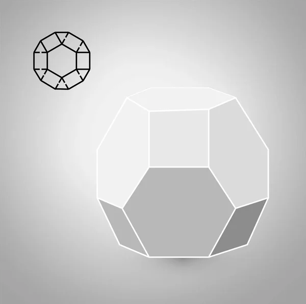 Dodecahedron geometrik bir rakamdır. Hippi moda minimalist tasarım. Film sağlam organları. dodecahedron düz tasarım vektör çizim, güzel sanatlar hattı. Vektör çizim — Stok Vektör