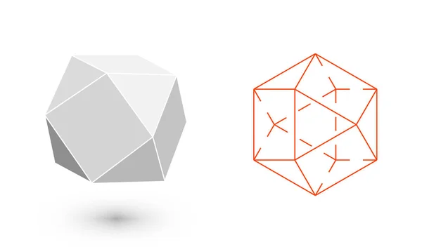 Cuboctahedron is a geometric figure. Hipster Fashion minimalist design. Film solid bodies. cuboctahedron flat design vector illustration, fine art line. Vector illustration — Stock Vector