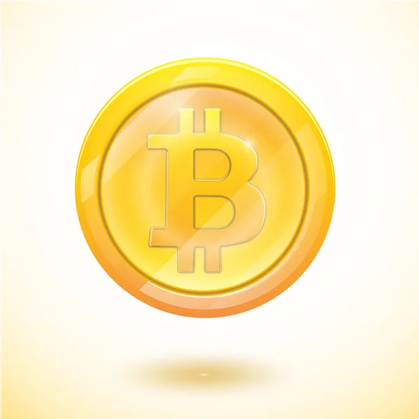 Bitcoin moneda de oro de criptomoneda aislada sobre fondo blanco. Pegatina de bloque para bitocones para páginas web o impresión. Logo bitcoins  . — Vector de stock