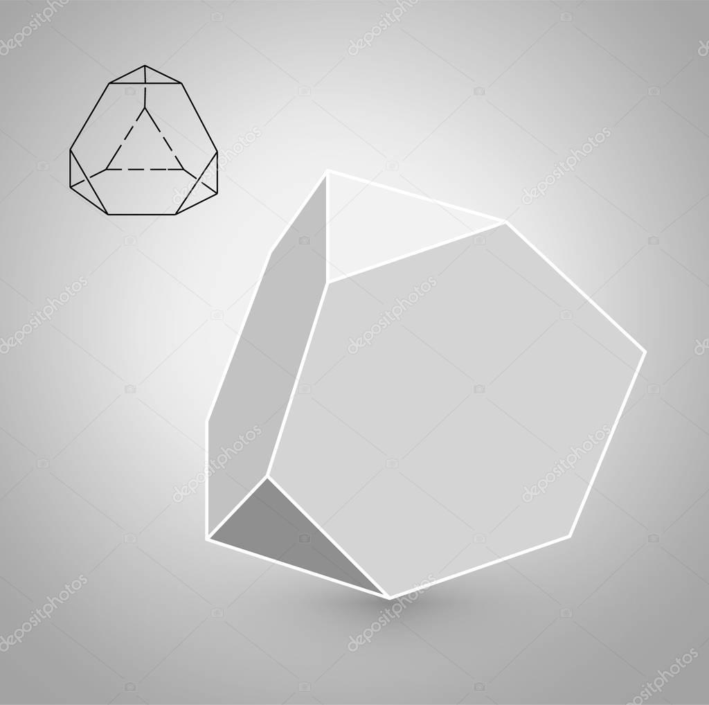 trancahed tetrahedron is a geometric figure. Hipster Fashion minimalist design. Film solid bodies. trancahed tetrahedron flat design vector illustration, fine art line. Vector illustration