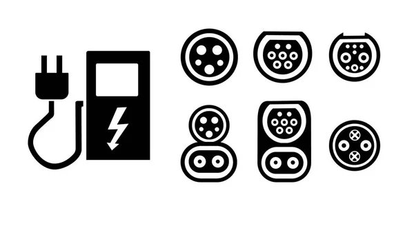 Laadstation van een moderne elektrische voertuig logo, op straat, wat is de toekomst. De vectorillustratie. platte ontwerp. Lader Taakspecifieke opties — Stockvector