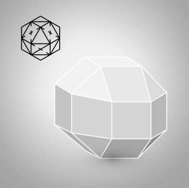 rhombicuboctahedron geometrik bir rakamdır. Hippi moda minimalist tasarım. Film sağlam organları. rhombicuboctahedron düz tasarım vektör çizim, güzel sanatlar hattı. Vektör çizim