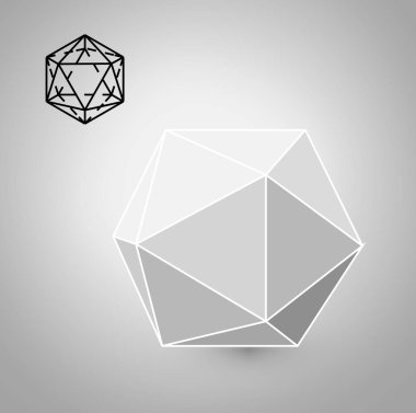 icosahedron geometrik bir rakamdır. Hippi moda minimalist tasarım. Film sağlam organları. icosahedron düz tasarım vektör çizim, güzel sanatlar hattı. Vektör çizim