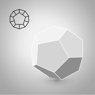 dodecahedron geometrik bir rakamdır. Hippi moda minimalist tasarım. Film sağlam organları. dodecahedron düz tasarım vektör çizim, güzel sanatlar hattı. Vektör çizim
