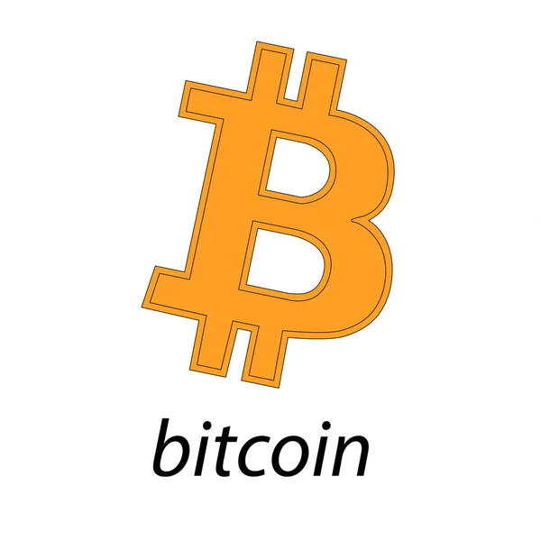 Logotipo de Bitcoin de criptomoneda aislado sobre fondo blanco. Pegatina de bloque para bitocones para páginas web o impresión. Logo bitcoins  . — Vector de stock