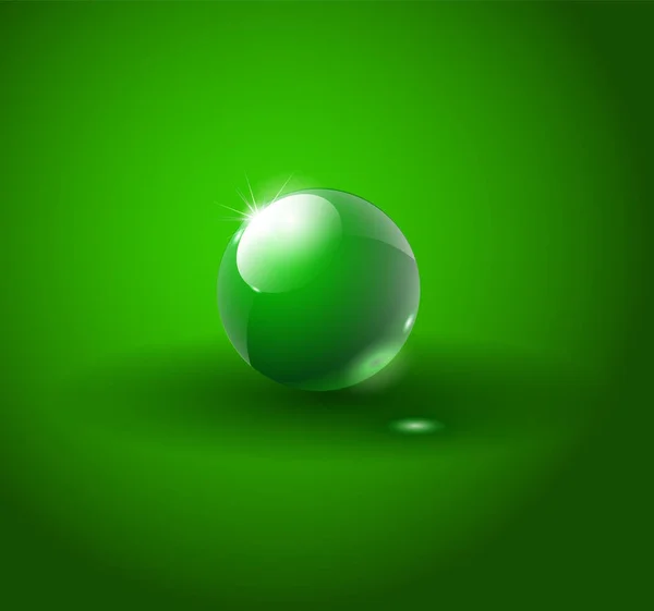 Glänzender grüner Kugelvektor. transparentes Vektorobjekt für Design, Layout — Stockvektor