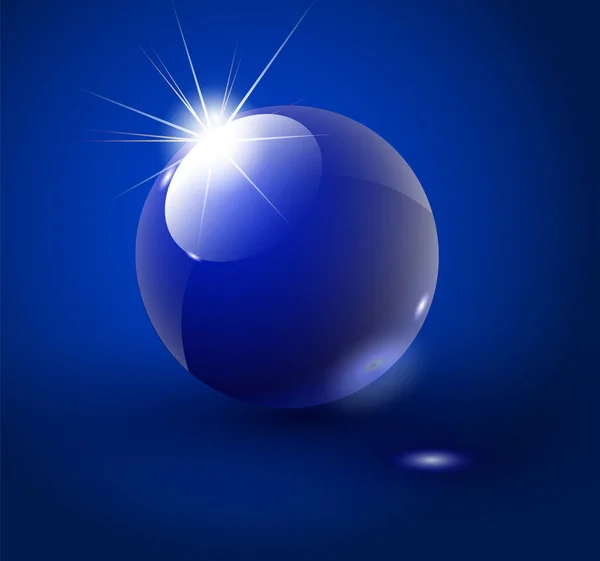 Szklana kula, niebieski 3d wektor piłkę. Ilustracja wektorowa. 10 Eps — Wektor stockowy