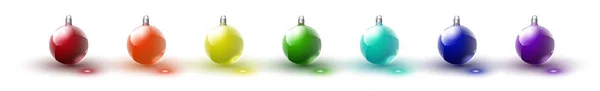 Bolas de Natal coloridas. Conjunto de decorações realísticas isoladas. Ilustração vetorial —  Vetores de Stock