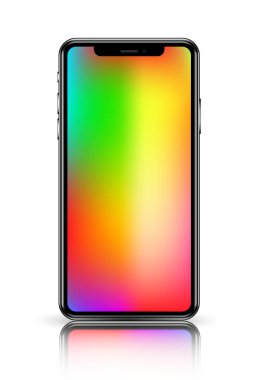 siyah renk beyaz arka plan üzerinde izole boş dokunmatik ekranlı akıllı telefon. hisse senedi vektör çizim eps10.