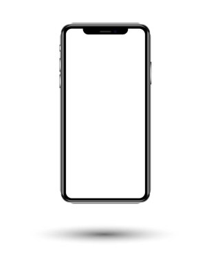 siyah renk beyaz arka plan üzerinde izole boş dokunmatik ekranlı akıllı telefon. hisse senedi vektör çizim eps10