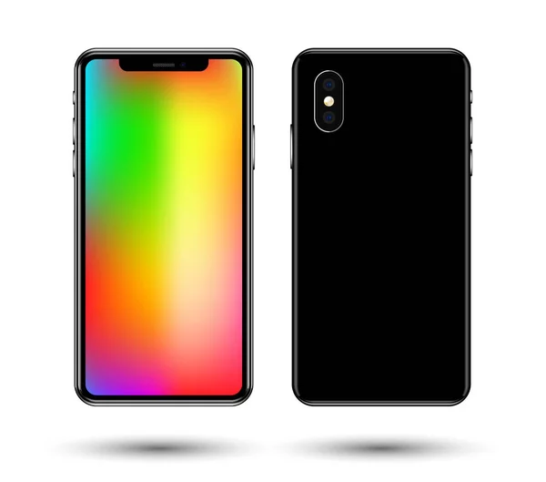 Beyaz arka planda boş ekran izole edilmiş yeni gerçekçi cep telefonu akıllı telefon koleksiyonu modelleri. Vektör çizimi. Yazdırma ve web ögesi, Oyun ve uygulama modellemesi için