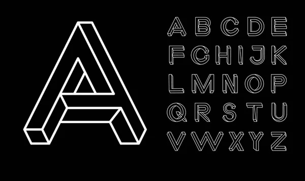 Niet onmogelijk vorm lettertype. Memphis stijl brieven. Gekleurde letters in de stijl van de jaren 80. Set van vector brieven gebouwd op basis van de isometrische weergave. Lage poly 3d figuurtjes. — Stockvector