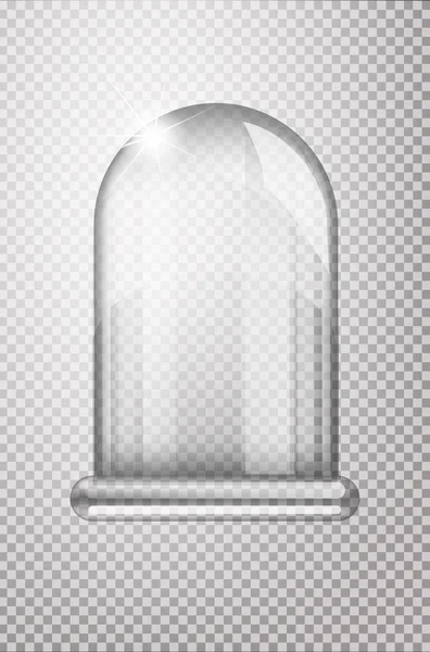 Magische Glasflasche. Leere Schneelampe. weiße transparente Glasflasche auf einem Stativ. Vektor-Weihnachtsglasbirne auf transparentem Hintergrund. transparentes Designobjekt, Mock-up — Stockvektor