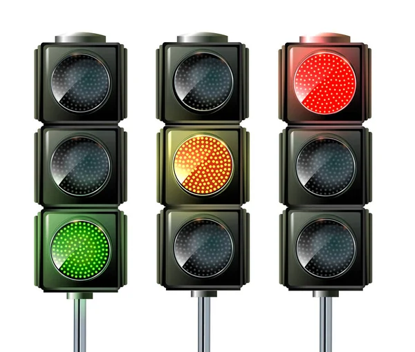 Set di semafori vettoriali isolati su bianco — Vettoriale Stock